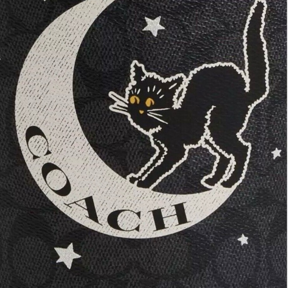 Coach Logo Black Cat On Moon Halloween Bucket Bag - Picture 5 of 5